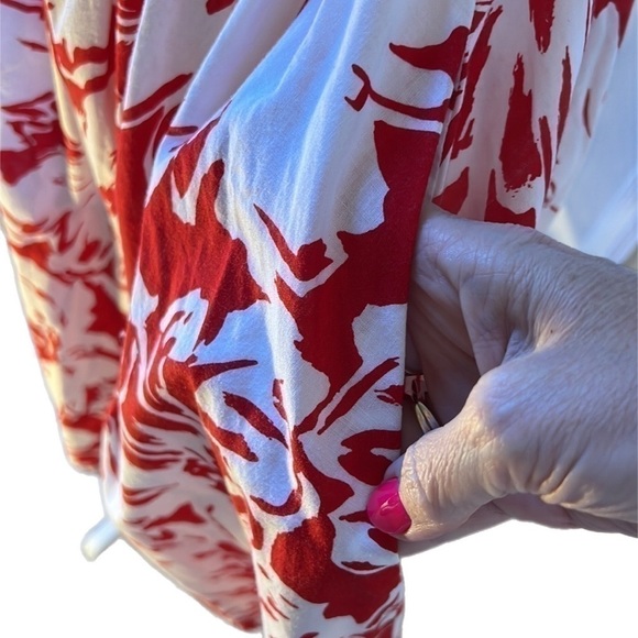 EUC Vintage Robbie Bee Pin-Up Style Red White Print Pockets Boned Bodice M - Picture 8 of 15